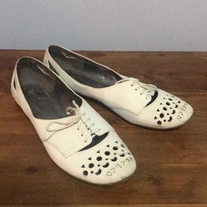 Cream cut out slipper flats